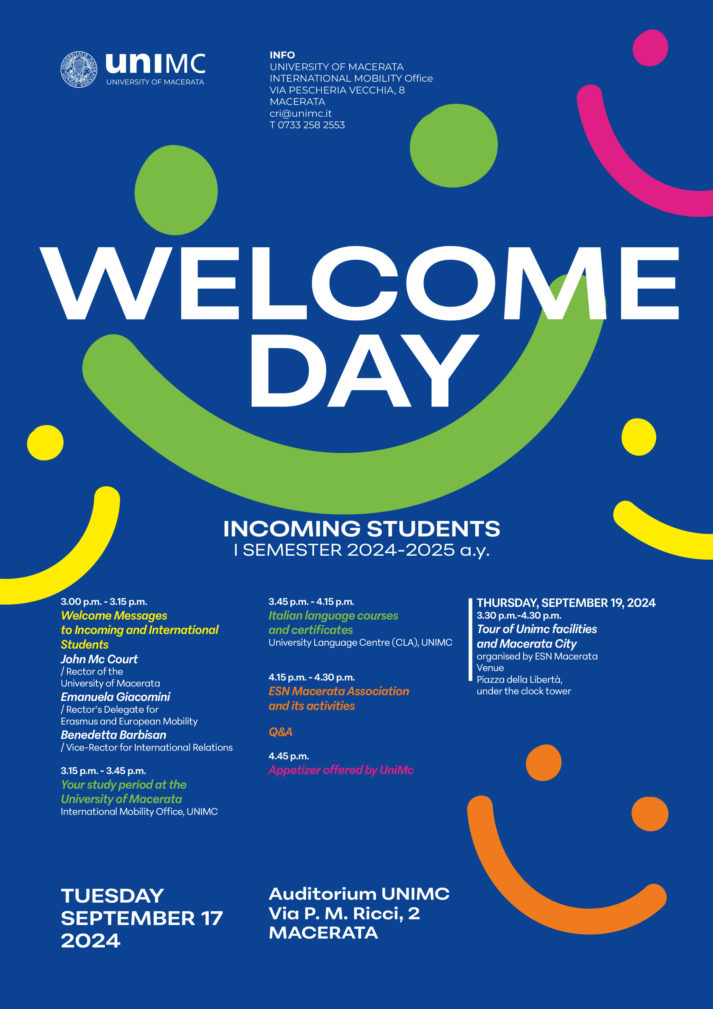 Welcome Day Incoming Students 1st term a.y. 2024-2025